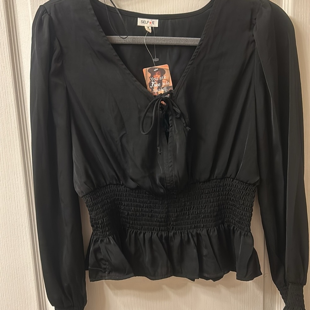 WOMANS BLACK SATIN SHIRT
